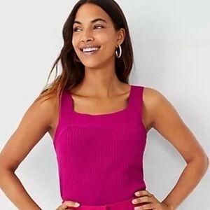 Ann Taylor Fuchsia Ribbed Tank Top